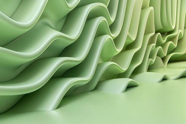 Arquitetura de ondas de parede abstrata verde fundo abstrato 3d renderização de fundo verde para presen