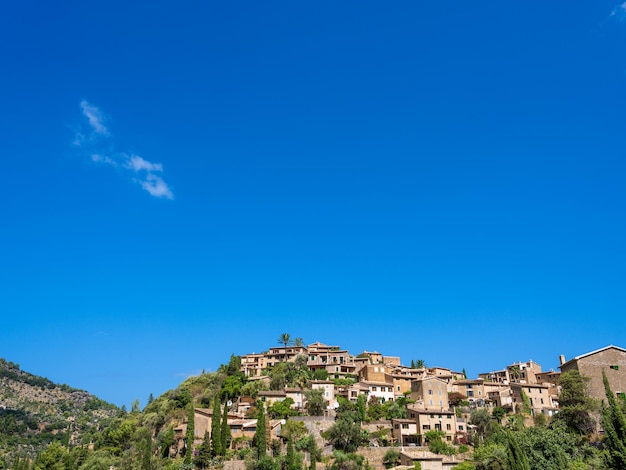 arquitetura, fundo, baleares, baleares, linda, azul, deia, europa, colina, topo de colina, horizontal, casa, ilha, paisagem, maiorca, maiorca, montanha, natureza, panorama, céu, espanha, verão, tou