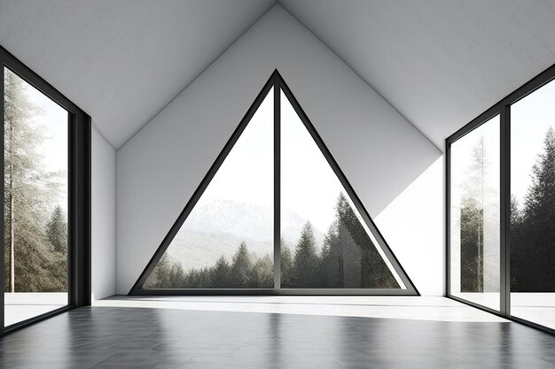 Arquitetura fundo vazio interior com janelas panorâmicas