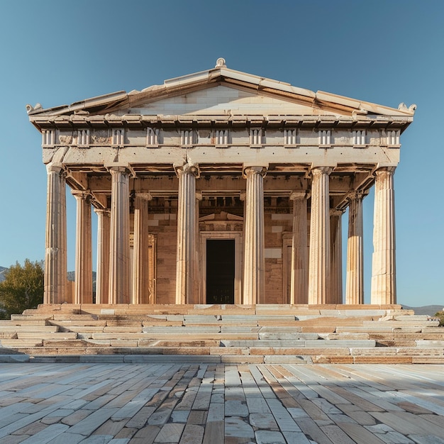 Arquitetura histórica em Atenas Grande edifício com colunas e porta