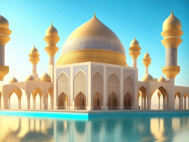 Foto arquitetura islâmica de mesquita árabe ilustração de ia generativa