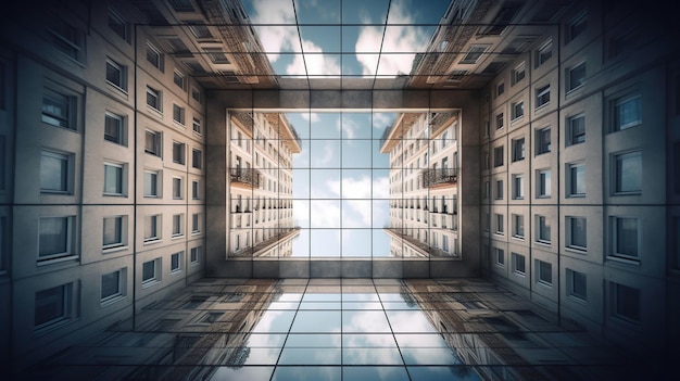 Foto arquitetura moderna da cidade vista em perspectiva de um edifício moderno ia generativa