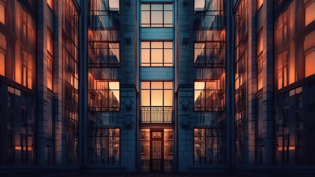 Arquitetura moderna da cidade Vista em perspectiva de um edifício moderno IA generativa