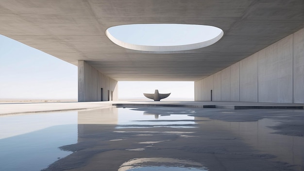 Arquitetura moderna de edifício de espaço aberto com fundo de céu azul