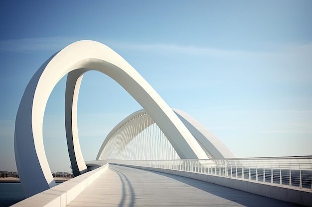 Arquitetura moderna de pontes no coração da paisagem urbana Uma impressionante construção branca