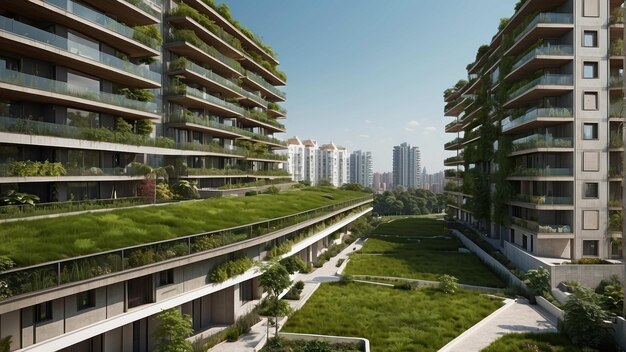 Foto arquitetura moderna ecológica com telhado verde