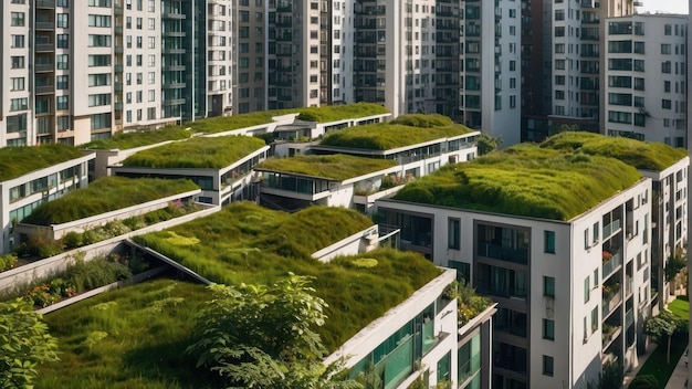 Foto arquitetura moderna ecológica com telhado verde