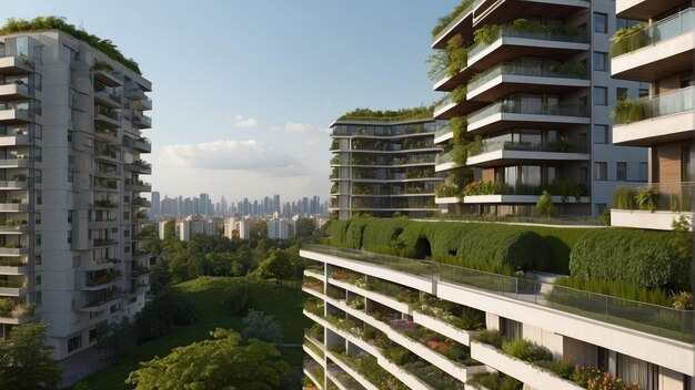 Arquitetura moderna ecológica com telhado verde