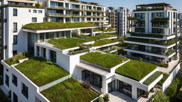 Arquitetura moderna ecológica com telhado verde