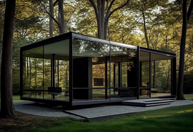 Arquitetura modernista da Glass House