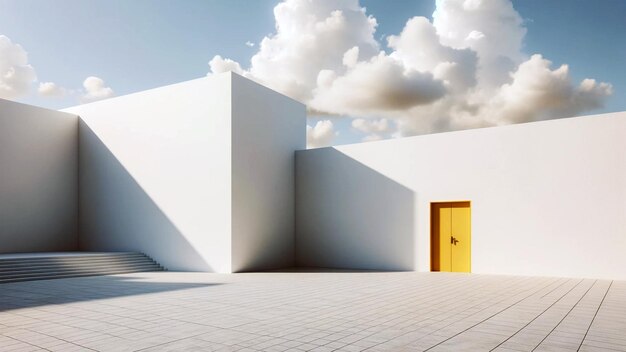 Foto arquitetura pitoresca de um edifício de porta amarela sob um céu limpo conceito de design arte