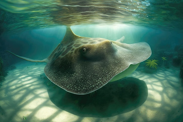 Arraia gigante de água doce subaquática fotorea realista generativa AI