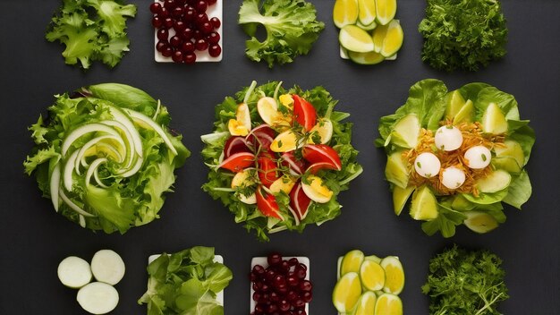 Arrangement für flach gelegene frische Salate