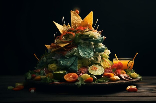 Foto arrangement mit leckeren tacos auf dem teller