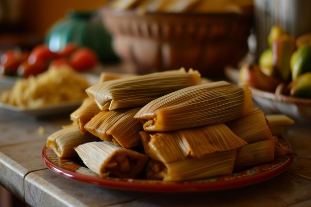 Foto arrangement von köstlichen traditionellen tamales