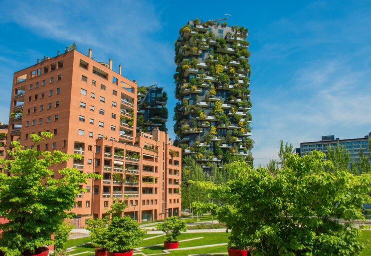 Foto arranha-céus com bosques nos terraços