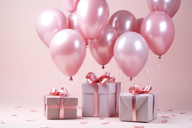 Arranjo Criativo de Celebração de Festa com Balão Rosa ai gerado