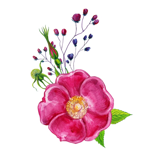 Arranjo de flores em aquarela