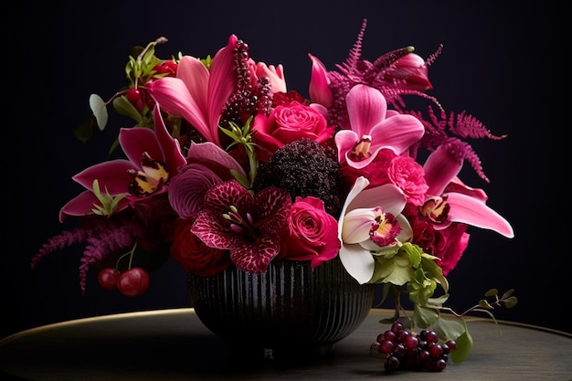 Arranjo de flores em um banquete de casamento em um restaurante