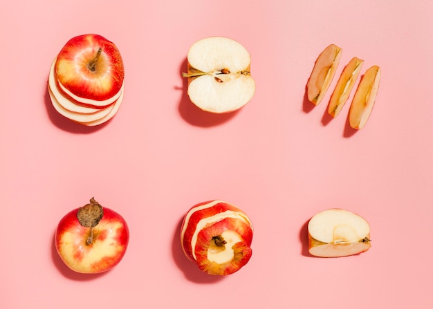 Foto arranjo de maçãs vermelhas de vista superior