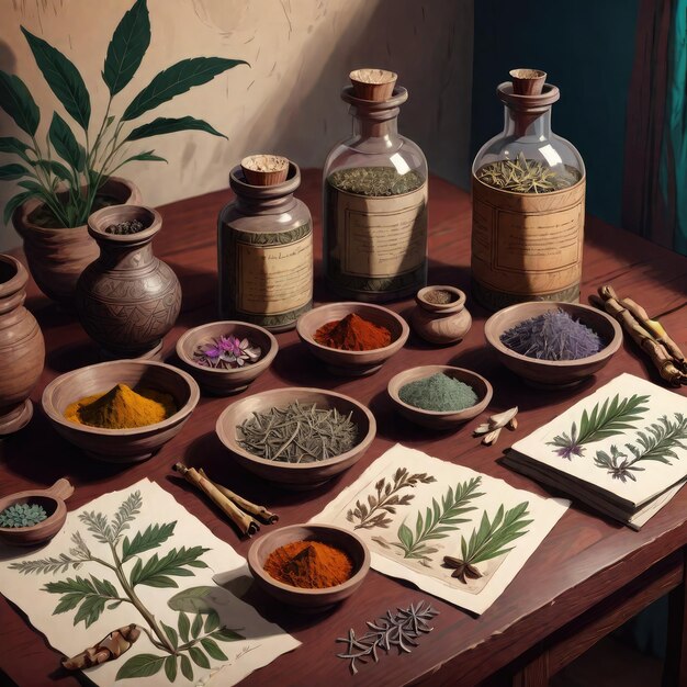 Arranjo de Medicina Ayurvédica de Herbal Heritage