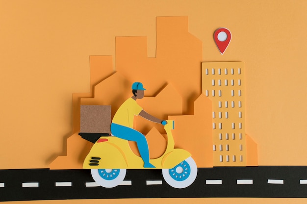 Arranjo de transporte urbano em papel still life