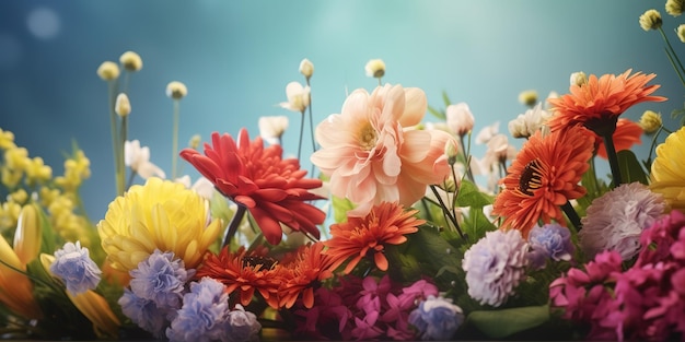 Arranjo floral atraente no banner de primavera do Dia das Mães