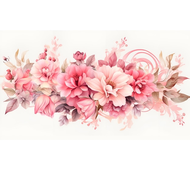 Arranjo floral rosa com aquarela Bouquet de rosas em fundo branco flor rosa rosa ouro a