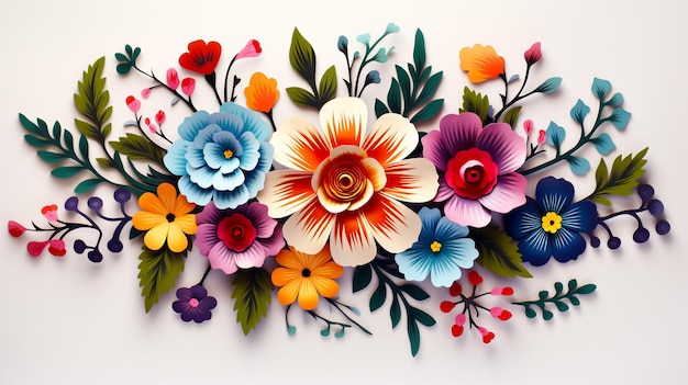 Arranjo floral um buquê de produtos de papel flores de papel multicoloridas brilhantes cenário de Páscoa