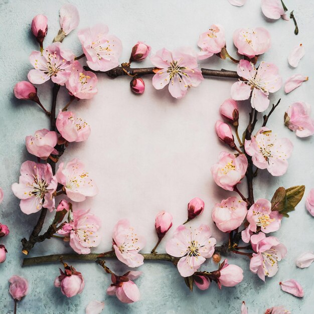 Arranjo radiante para o Dia da Mulher Harmonia pastel e uma delicada borda de flor de ameixa rosa