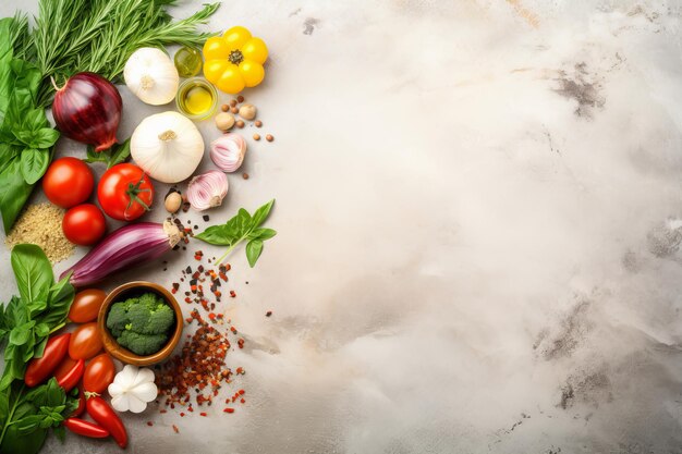 Foto arranjo vibrante de ingredientes frescos uma composição harmoniosa para delícias de culinária saudável ar 32