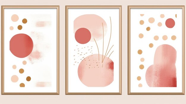 Foto arranjos abstratos terracota blush rosa marfim bege aquarela ilustração com elementos dourados gerados por ia