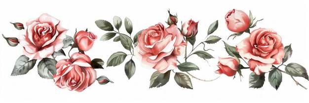 Arranjos de aquarela rosa para decoração de jardim IA gerativa