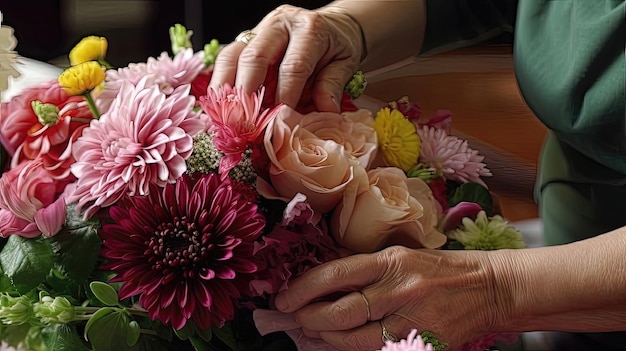 Arranjos de flores para o Dia das Mães podem ser um presente bonito e sincero, expressando apreço e amor pelas mães em todos os lugares Gerado por IA