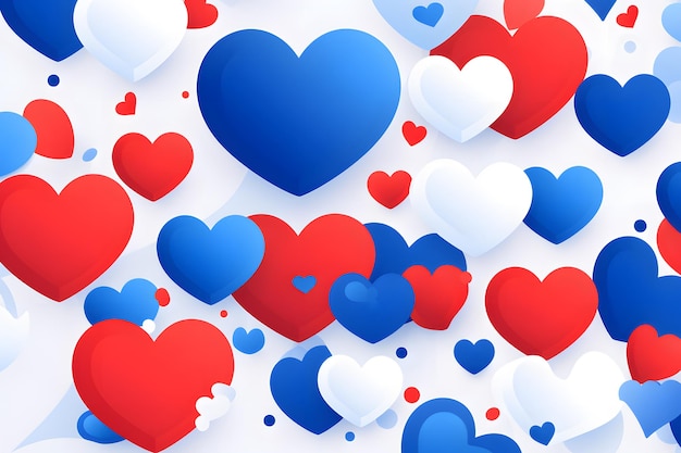 Array do Coração de São Valentim Azul Vermelho e Branco Amor