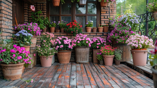 Array de flores en el porche