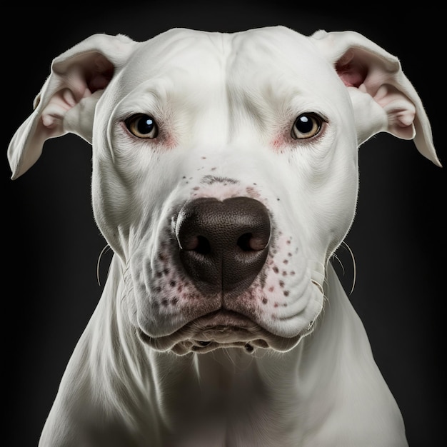 Arrebatador retrato de estúdio perdedor de dogo argentino branco em fundo isolado