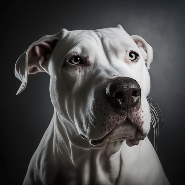 Arrebatador retrato de estúdio perdedor de dogo argentino branco em fundo isolado