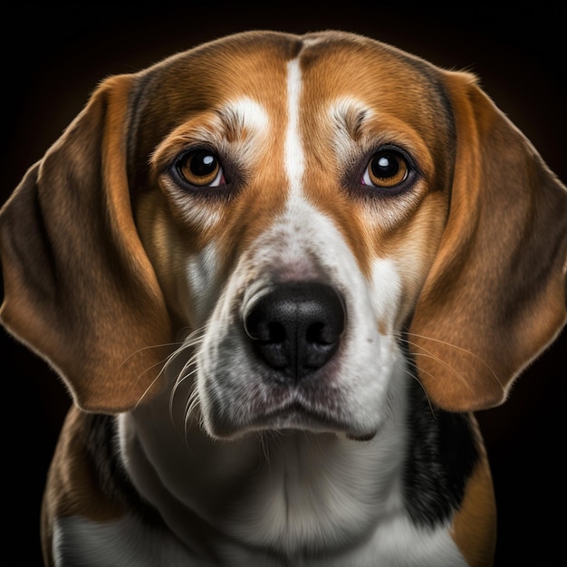 Arrebatador retrato realista de cachorro beagle em fundo isolado de estúdio