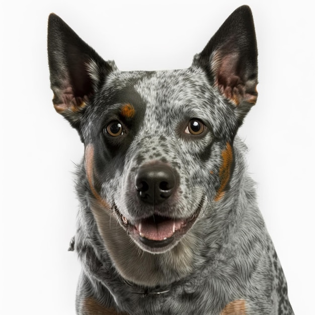 Arrebatador retrato realista de salto azul australiano em fundo branco isolado