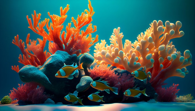 Arrecife de coral en el mar IA generativa