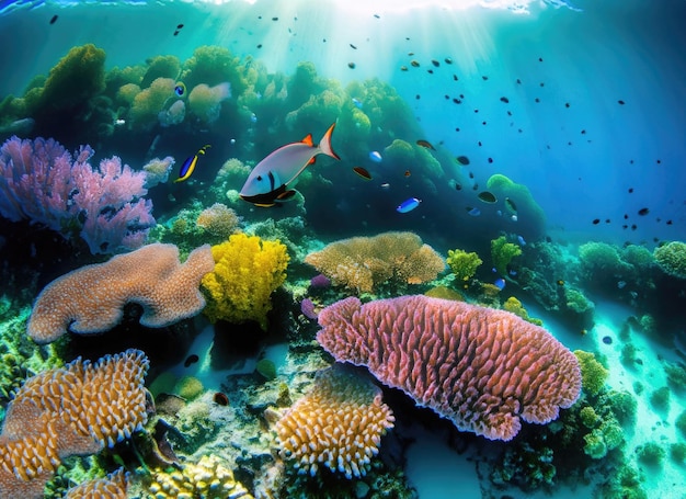 Foto un arrecife de coral en el mar