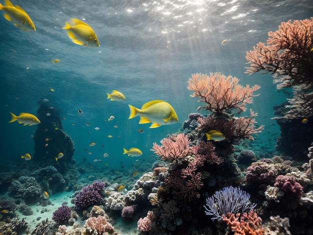 Los arrecifes de coral submarinos son ecosistemas diversos formados por pólipos de coral.