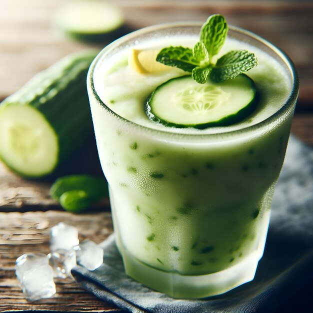 Foto arrefecer com um smoothie de pepino revitalizante uma mistura refrescante de pepinos crocantes iogurte picante