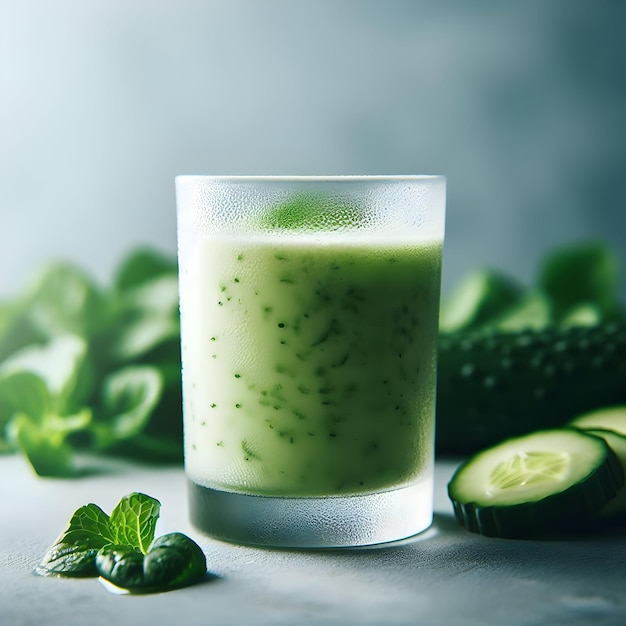 Foto arrefecer com um smoothie de pepino revitalizante uma mistura refrescante de pepinos crocantes iogurte picante