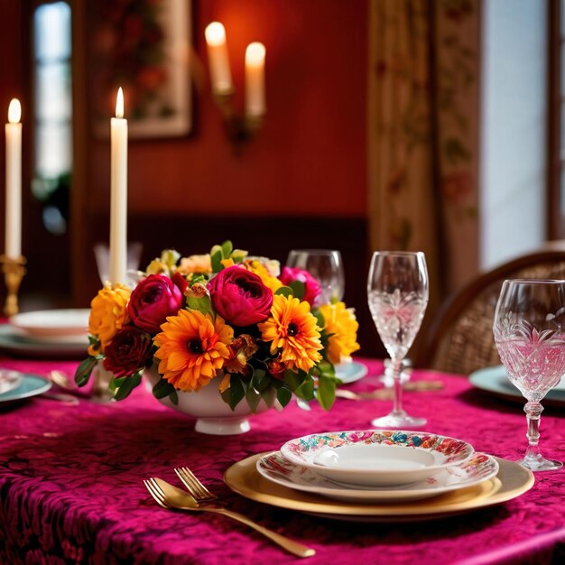 Foto arreglo de cena elegante para una ocasión especial de lujo como una boda