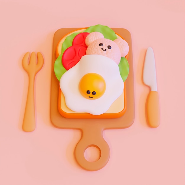 Foto arreglo de comida de estilo de dibujos animados lindo