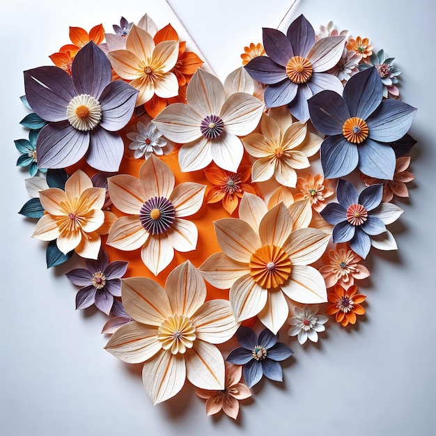 Arreglo de corazones de flores de papel