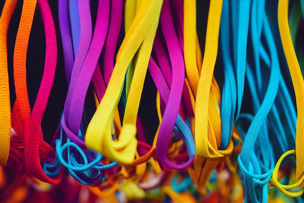 Arreglo de cordones de colores en el fondo