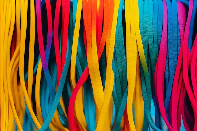 Arreglo de cordones de colores en el fondo